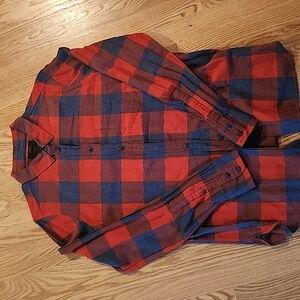EUC J Crew Red and Blue Plaid Flannel Shirt - 10 TALL